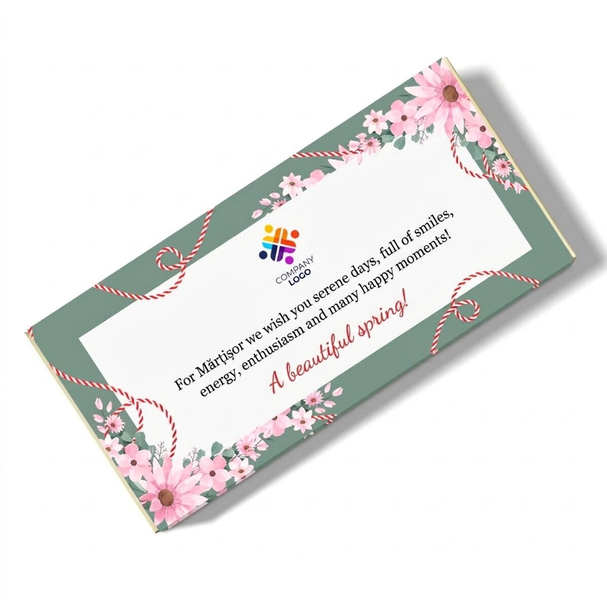 Personalised chocolate with message and logo