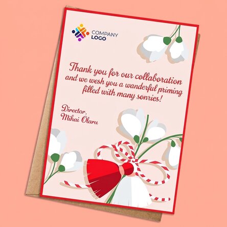 Personalised card with message and logo - Spring