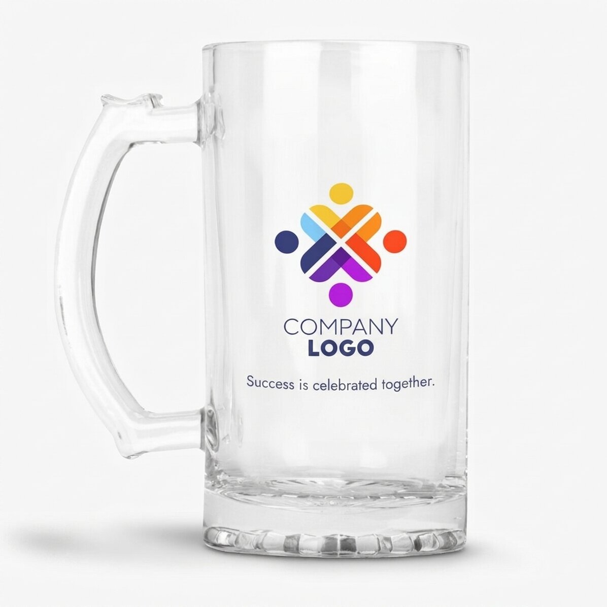 Personalised beer mug with logo and text