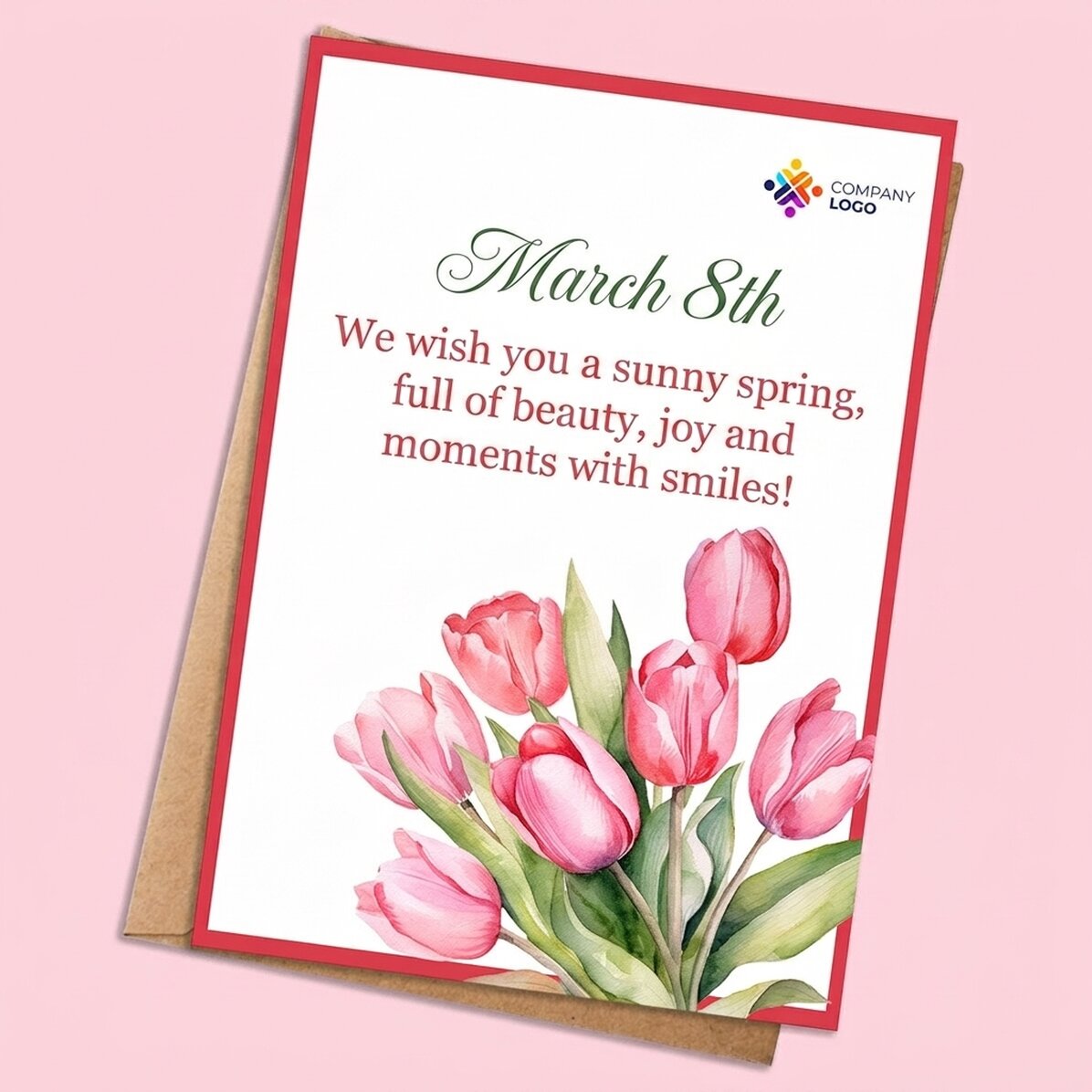 Personalised card with message and logo - Flowers