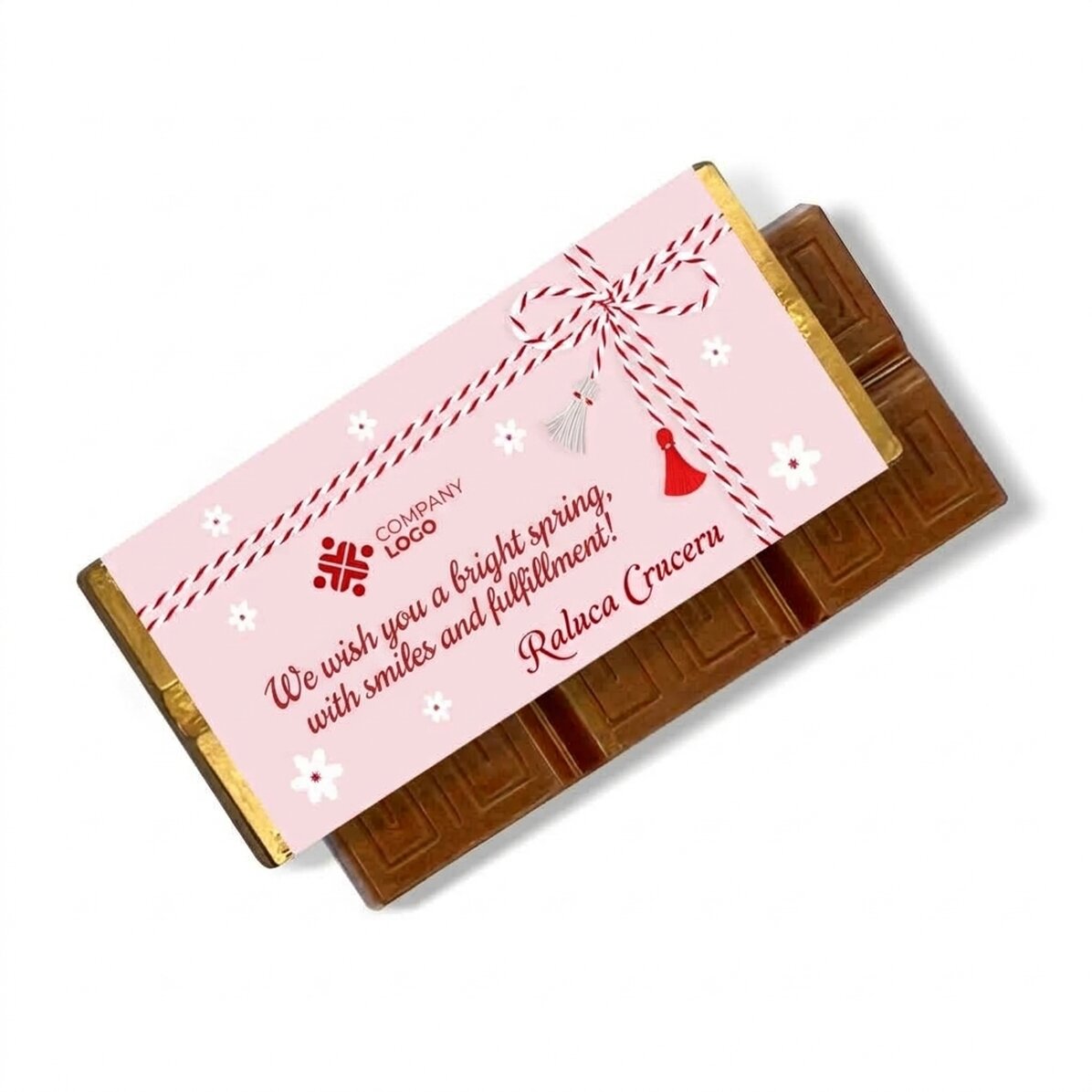 Mini chocolate bar personalised with logo and message - 1 March