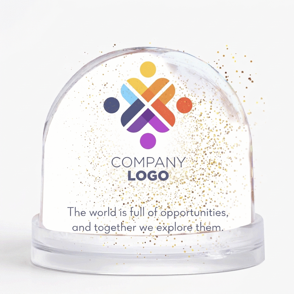 Personalised desk globe with logo and text