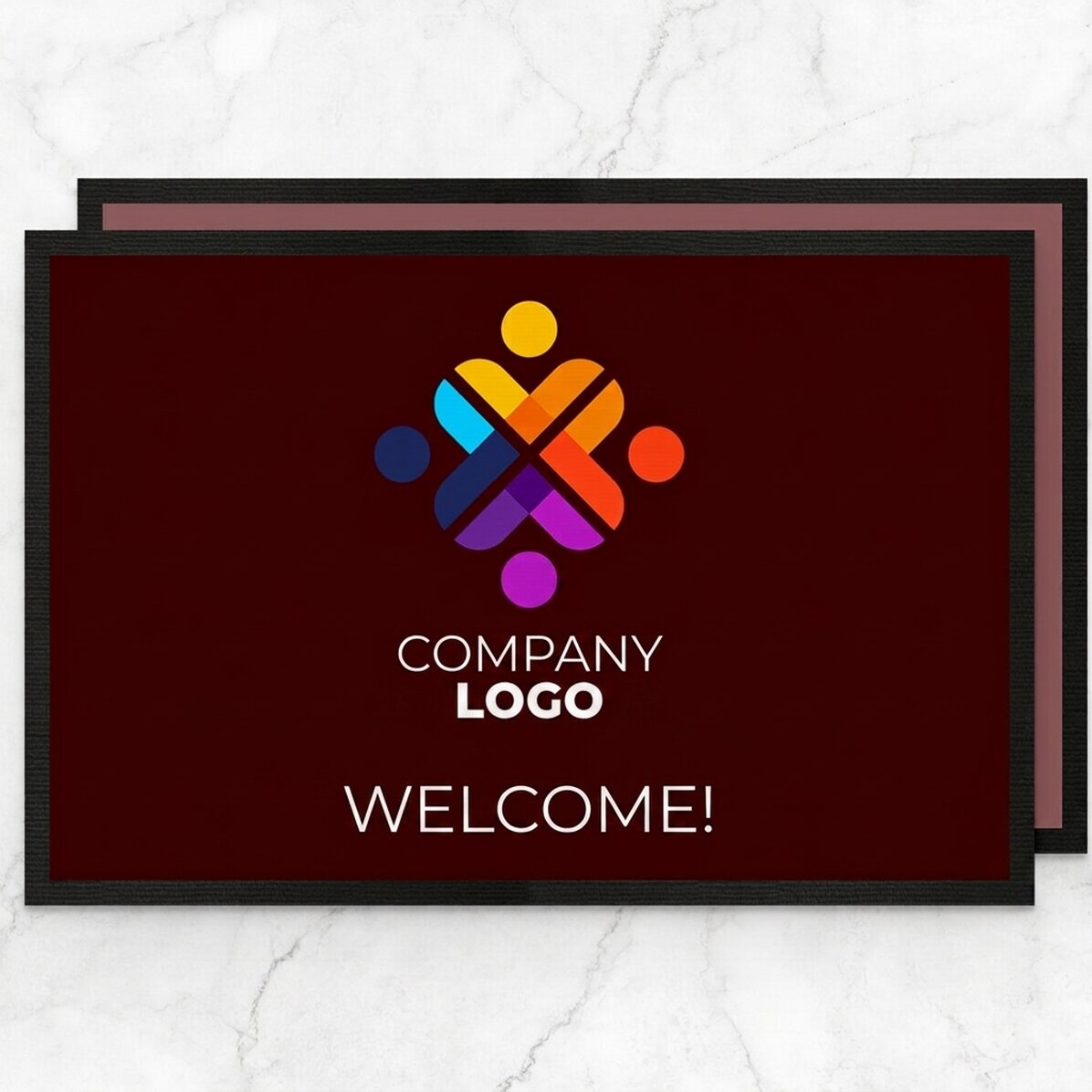 Customised entrance mat with logo and text