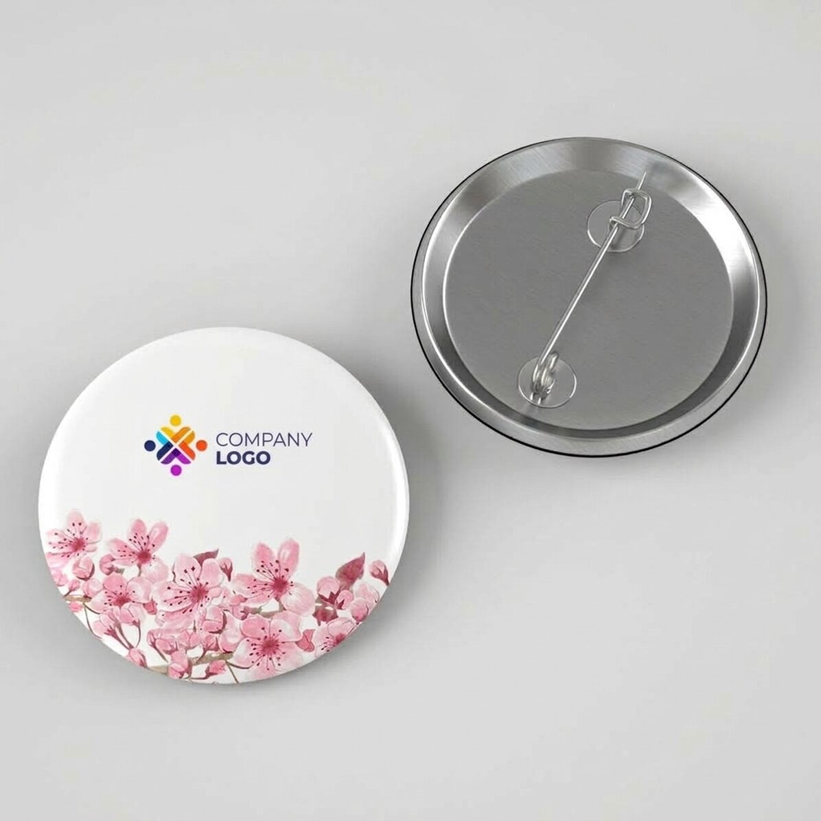 Customised badge with logo - Flowers