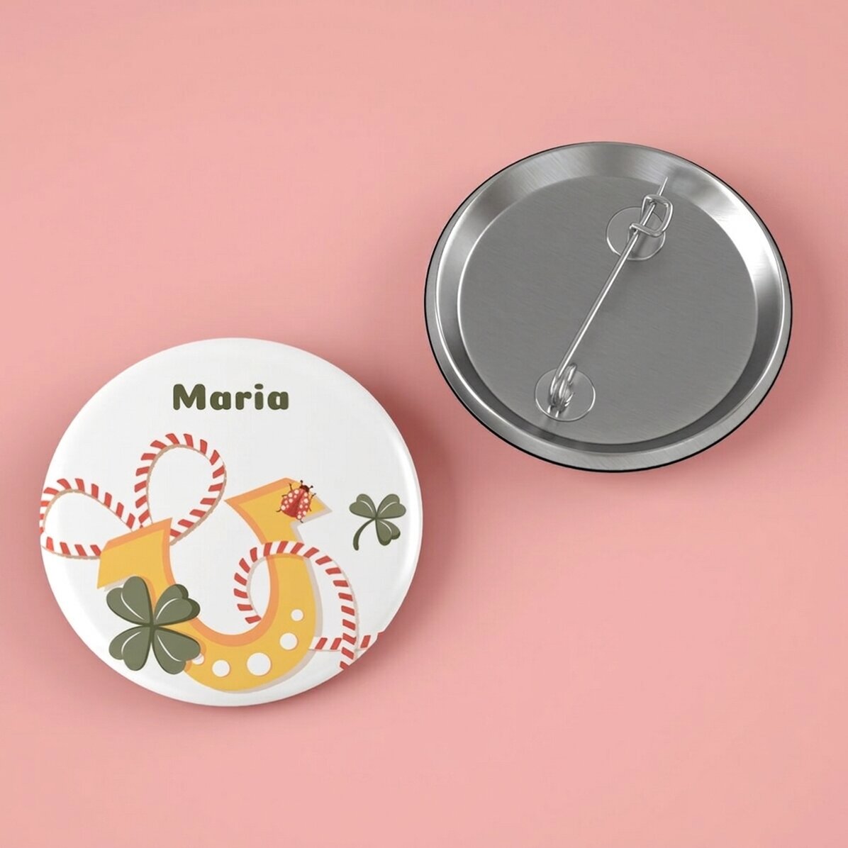 Personalised badge with text
