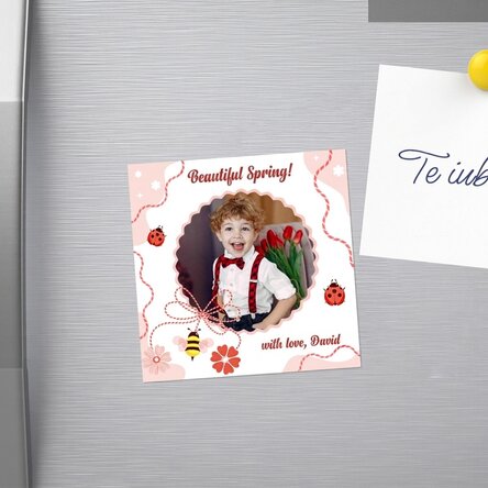 Personalised 10x10 magnet with a photo and text - 1 March