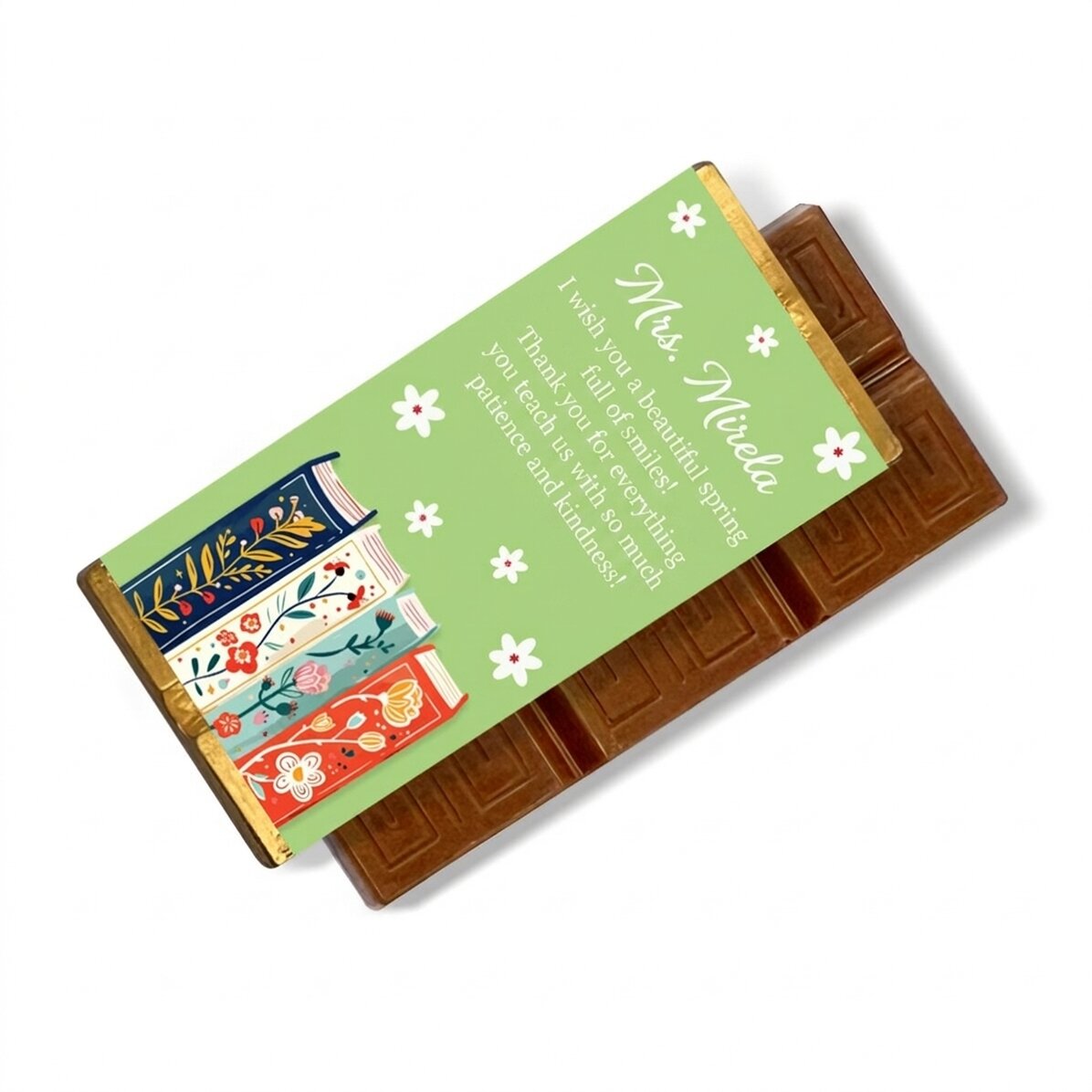 Mini chocolate bar personalised with a message - Books