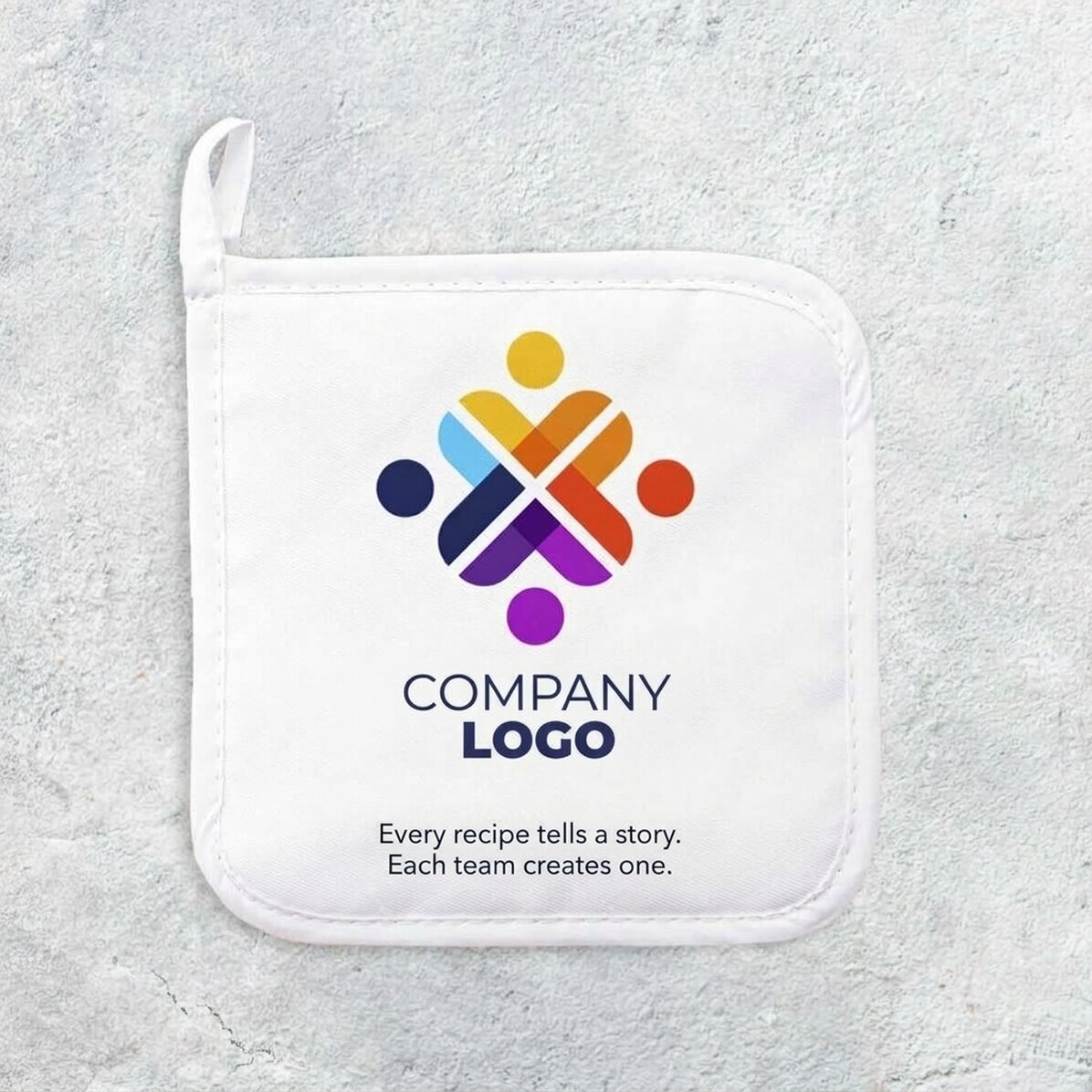 Personalised hot pot holder with logo and text