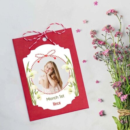 Personalised plantable Martisor with a photo and message - Snowdrops
