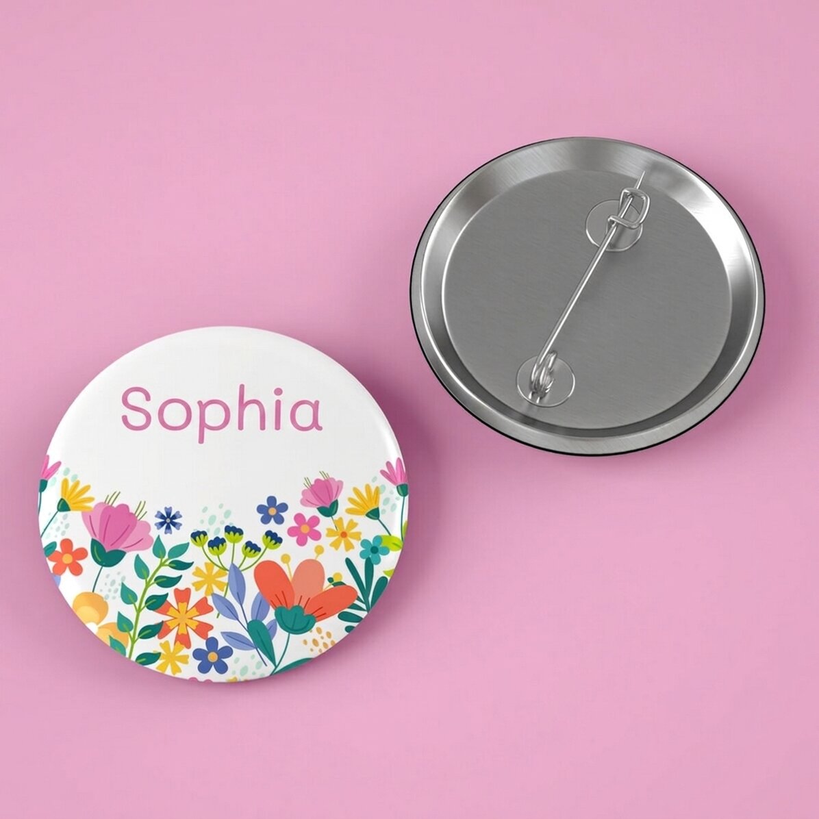 Personalised badge with text - Flowers