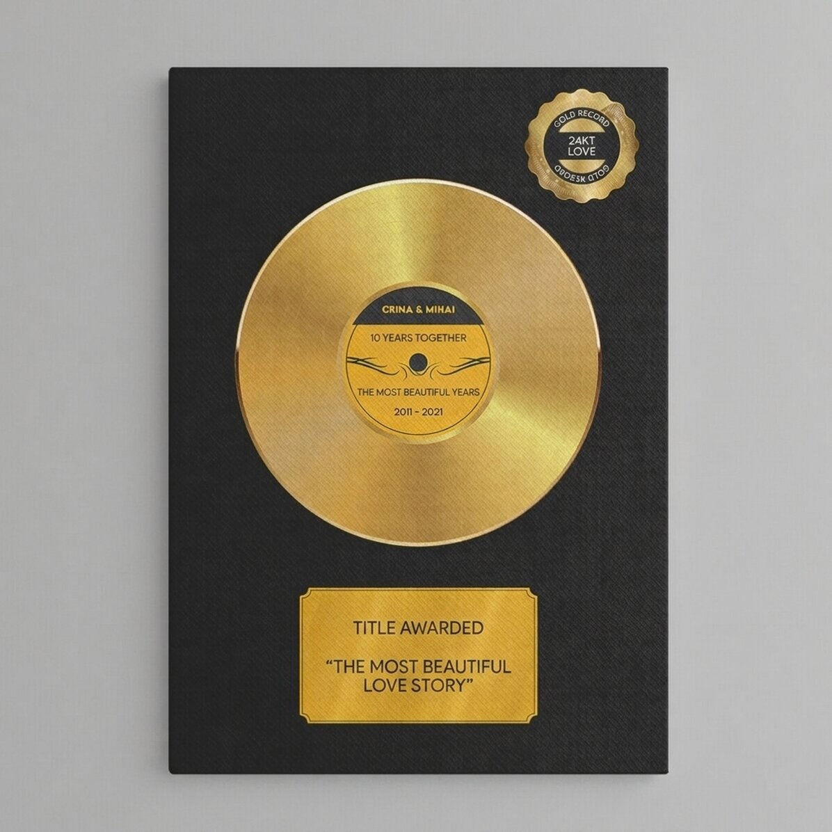 Personalised canvas painting with text - The Golden Disc