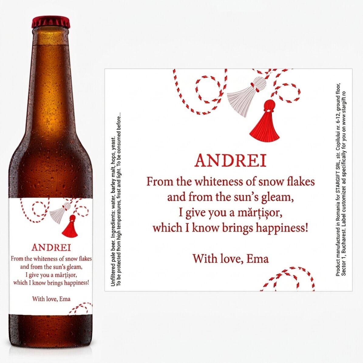 Personalised beer with message