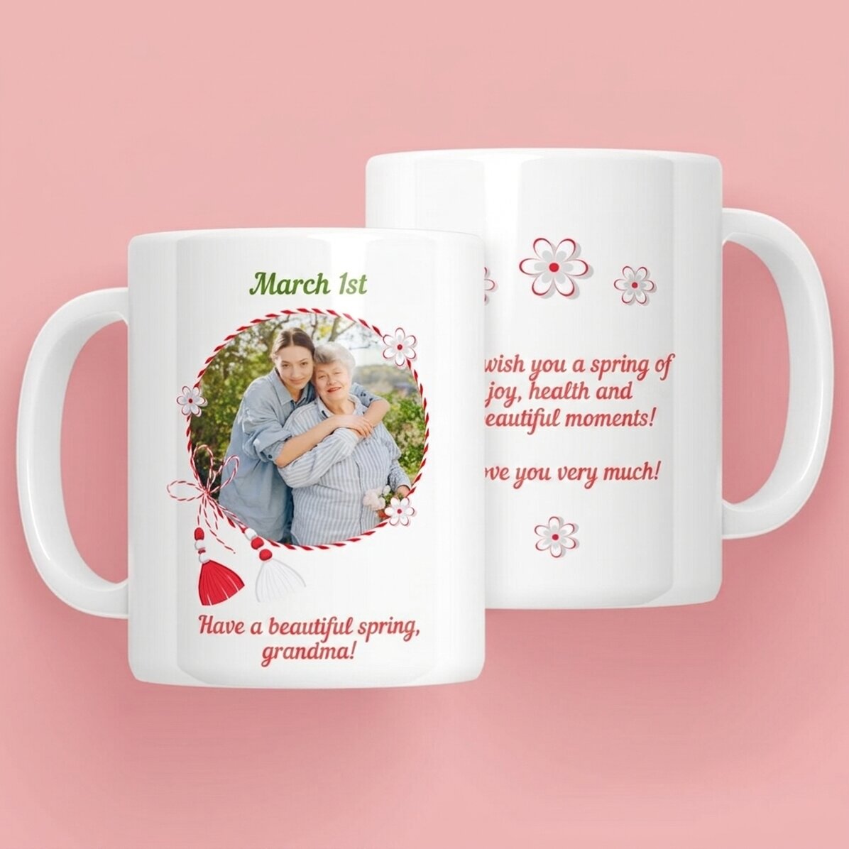 Personalised mug with a photo and text