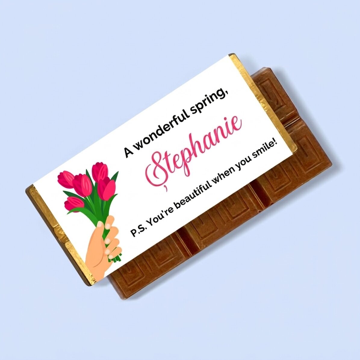 Mini chocolate bar personalised with message - Spring flowers
