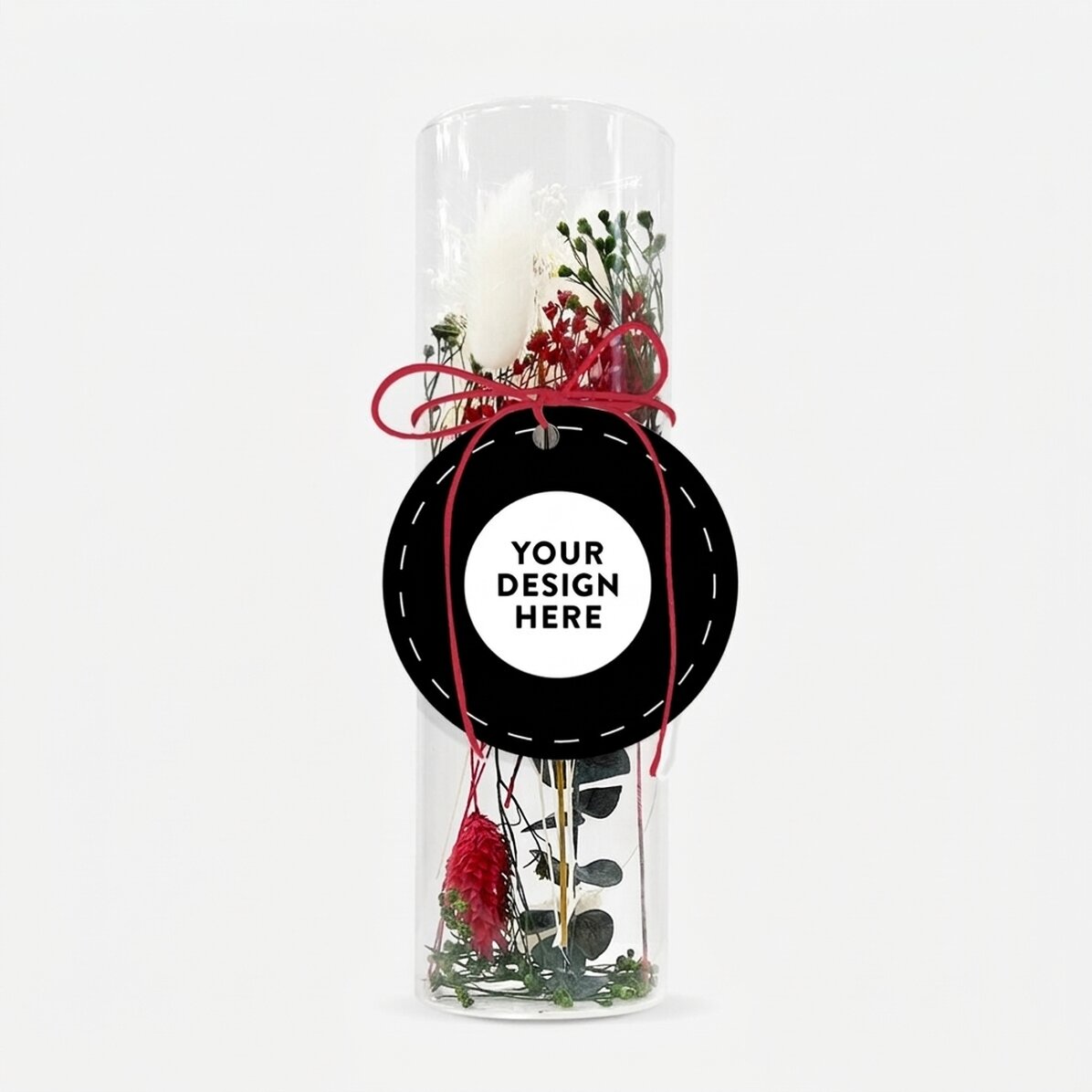 Glass ornament with preserved flowers personalised with your graphics