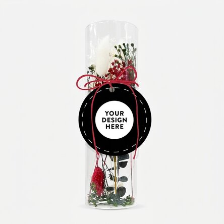 Glass ornament with preserved flowers personalised with your graphics