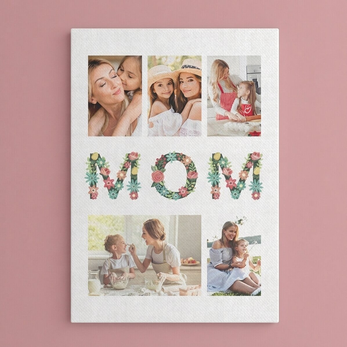 Personalised canvas print with 5 photos - For Mum