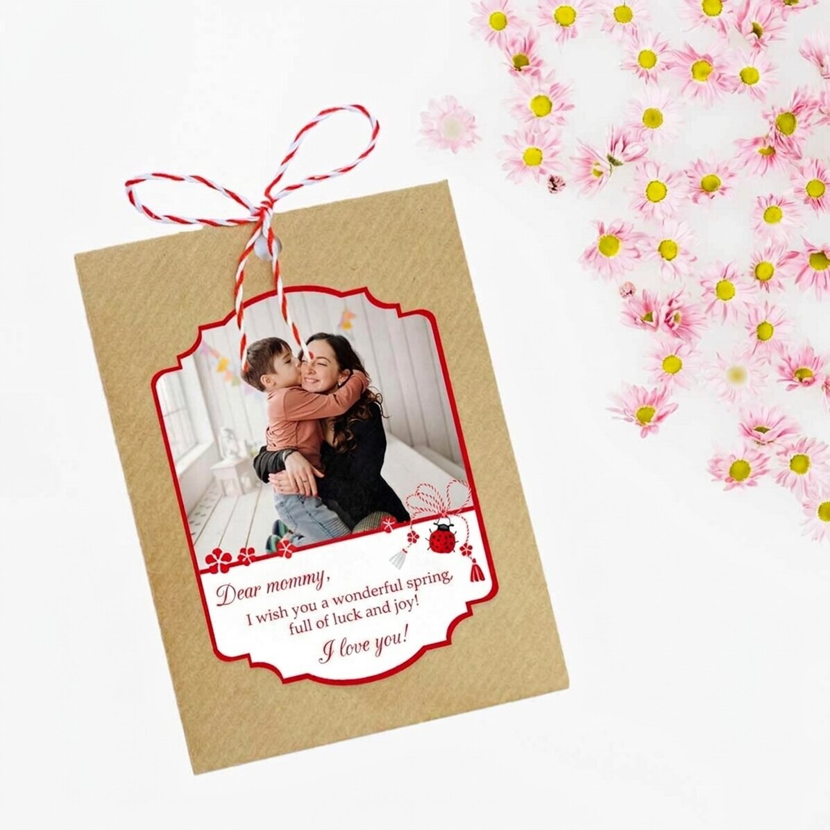 Personalised plantable Martisor with a photo and message