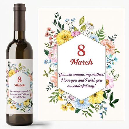 Personalised wine with text - 8 March