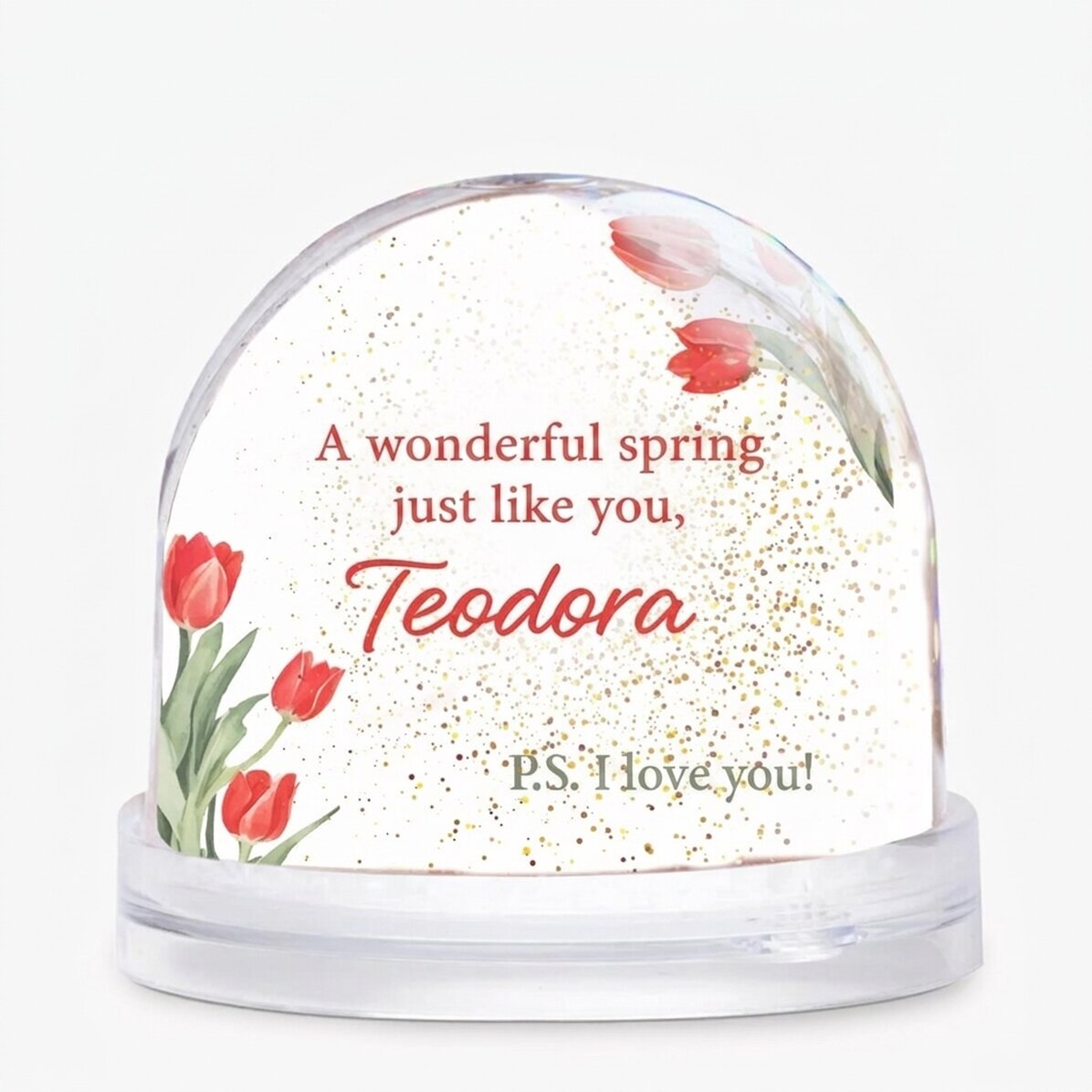 Personalised desk globe with photo and text - A spring as wonderful as you are