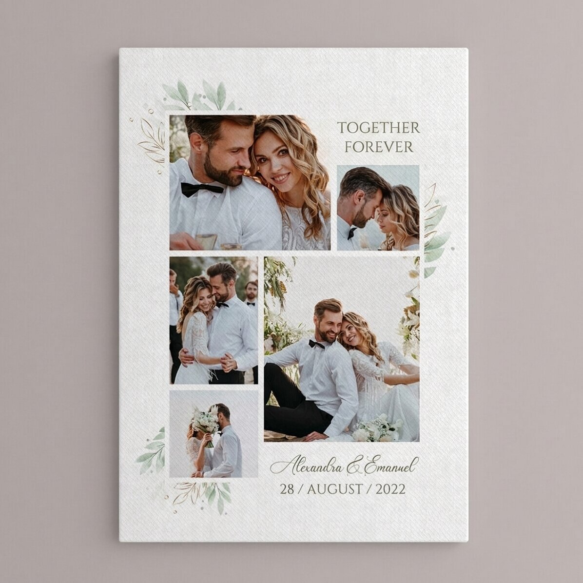 Personalised canvas painting with photos and text - Wedding