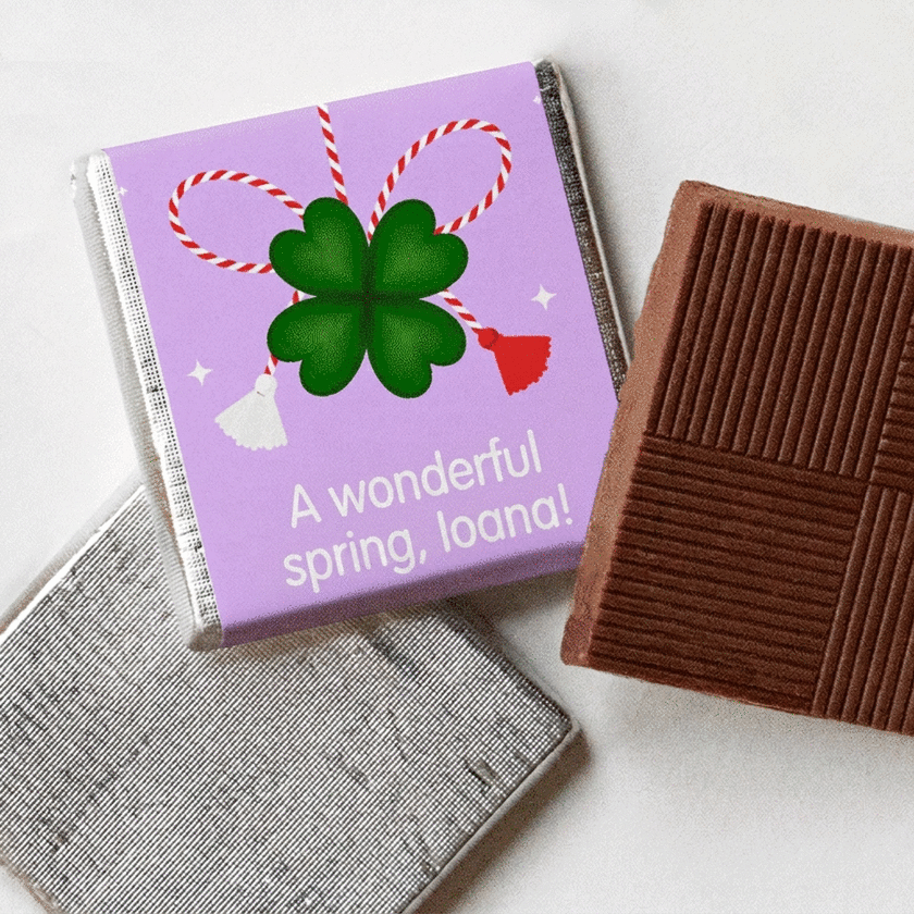 Mini chocolate personalised with photo and colourful message