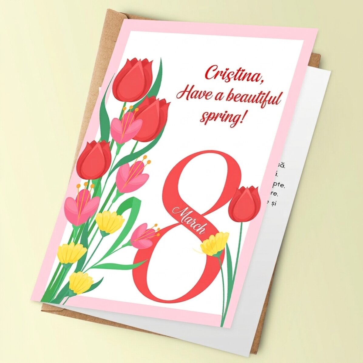 Personalised greeting card with text - 8 March