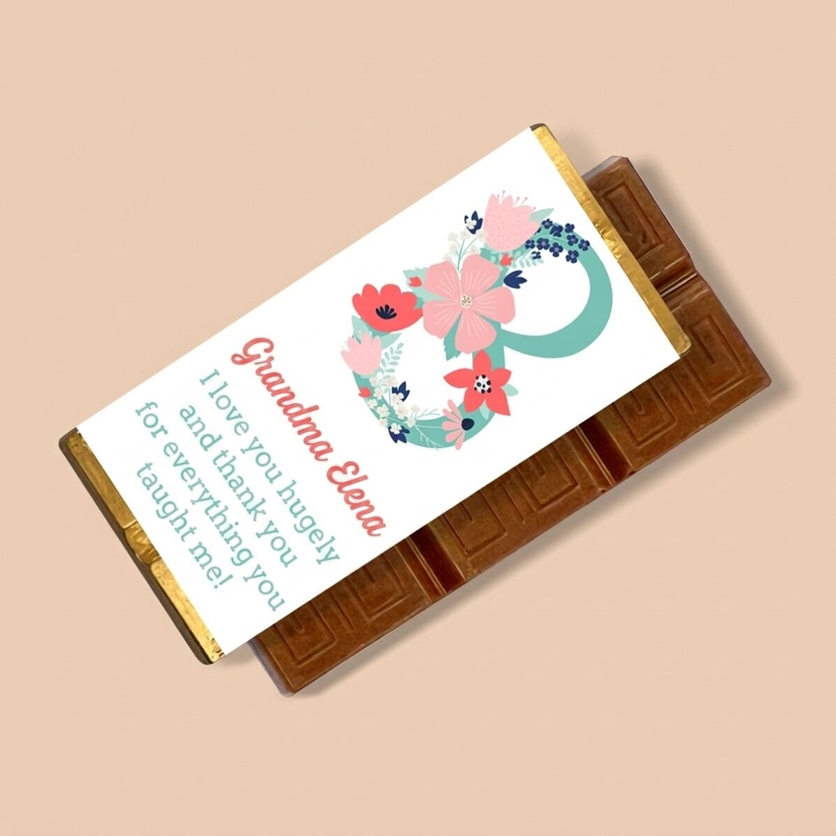 Mini chocolate bar personalised with a message - 8 March