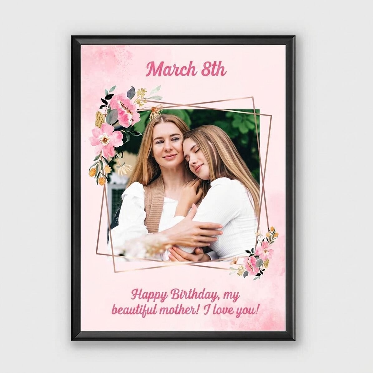 Personalised picture frame with a photo and message - 8 March
