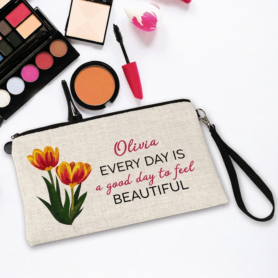 Personalised accessory bag with message - Flowers