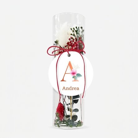 Glass ornament with preserved flowers, personalised with text - Floral