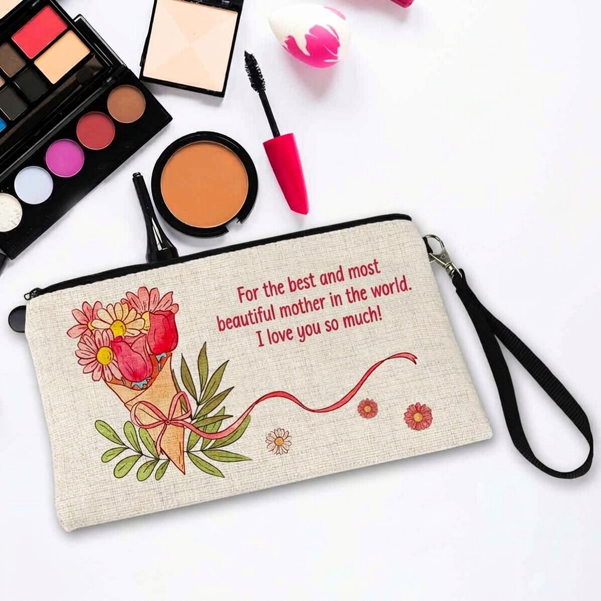 Personalised make-up kit with text - Flowers