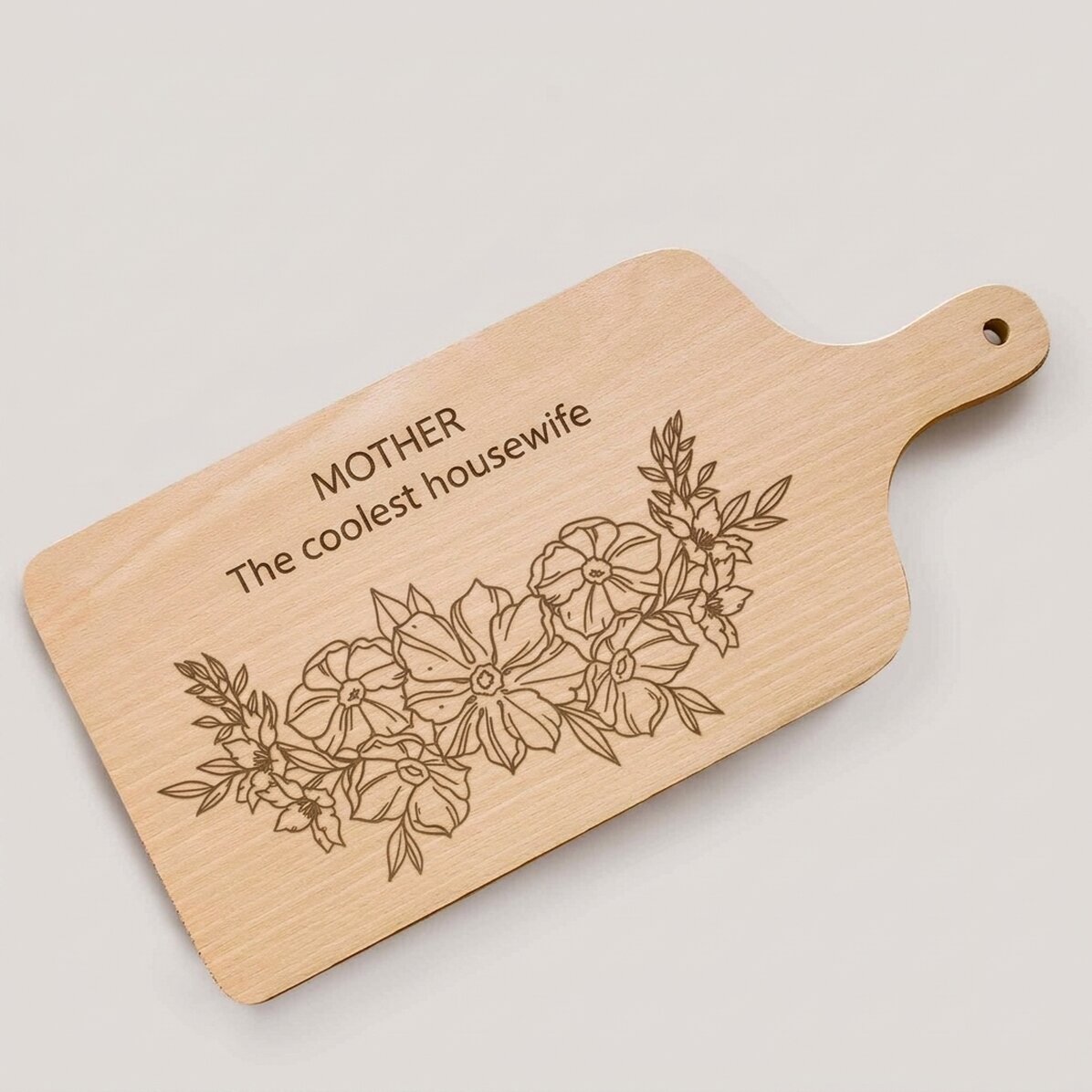 Personalised chopping board with message - Floral