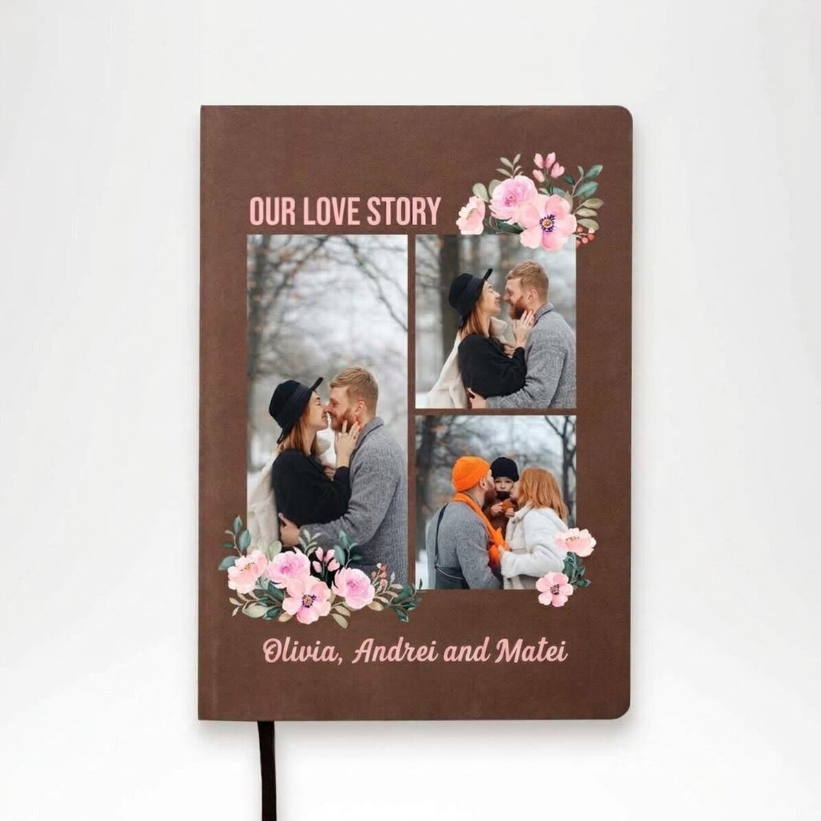 Personalised diary with 3 photos and message - Our love story
