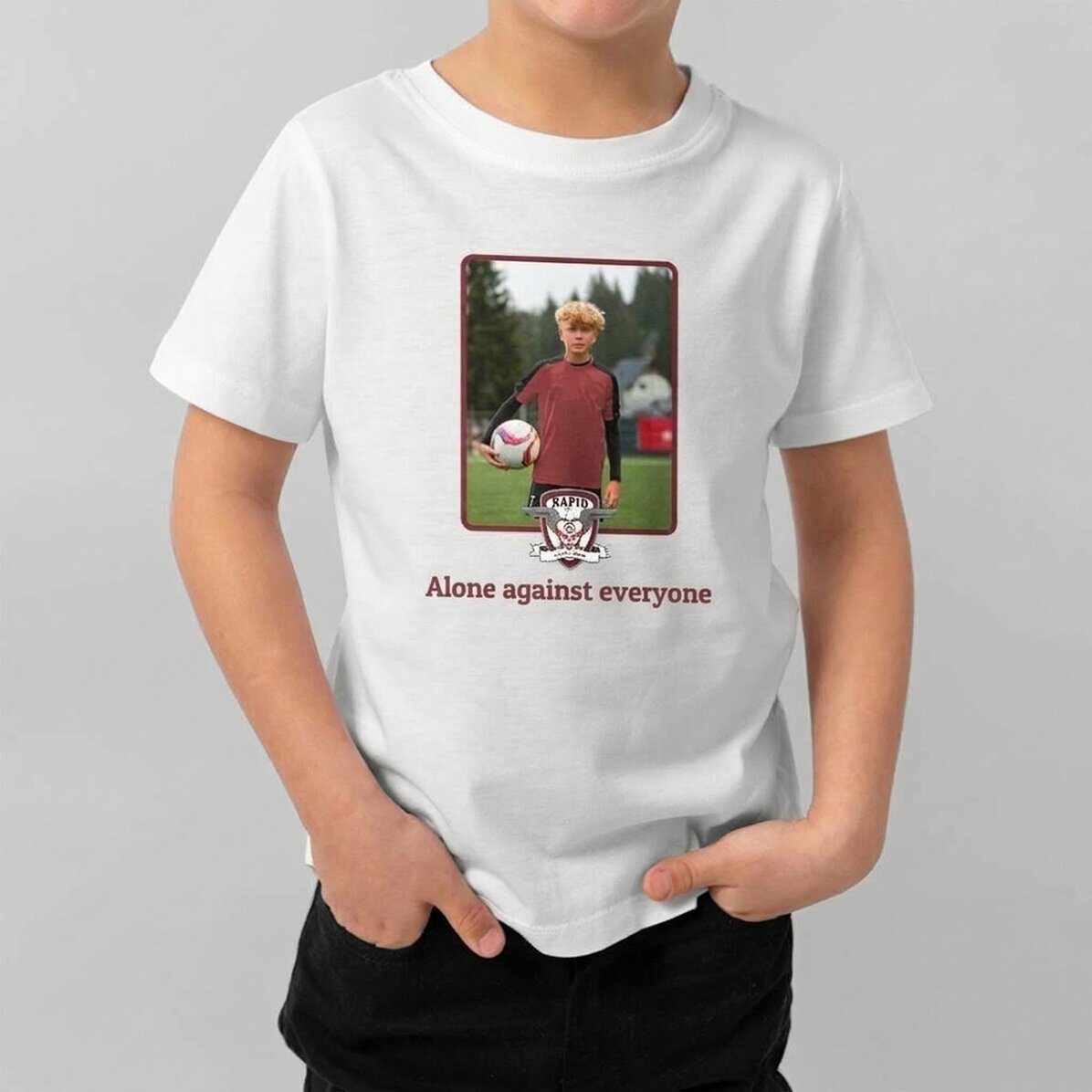 FC Rapid cotton T-shirt for children, personalised with portrait photo and text