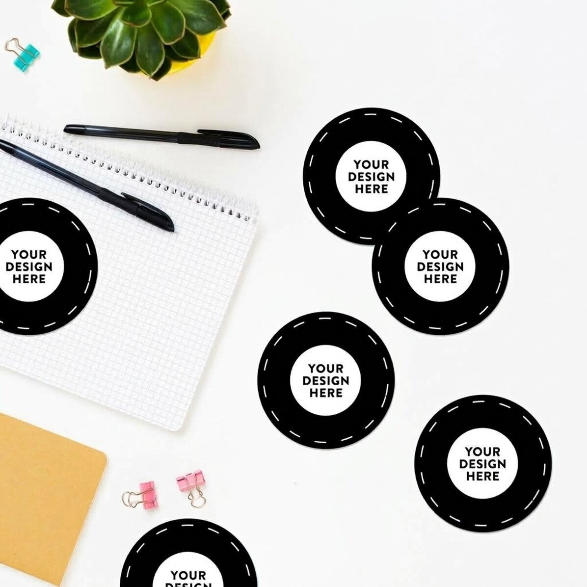Set of 6 round stickers (self-adhesive labels), diameter 7 cm, customised with your graphics