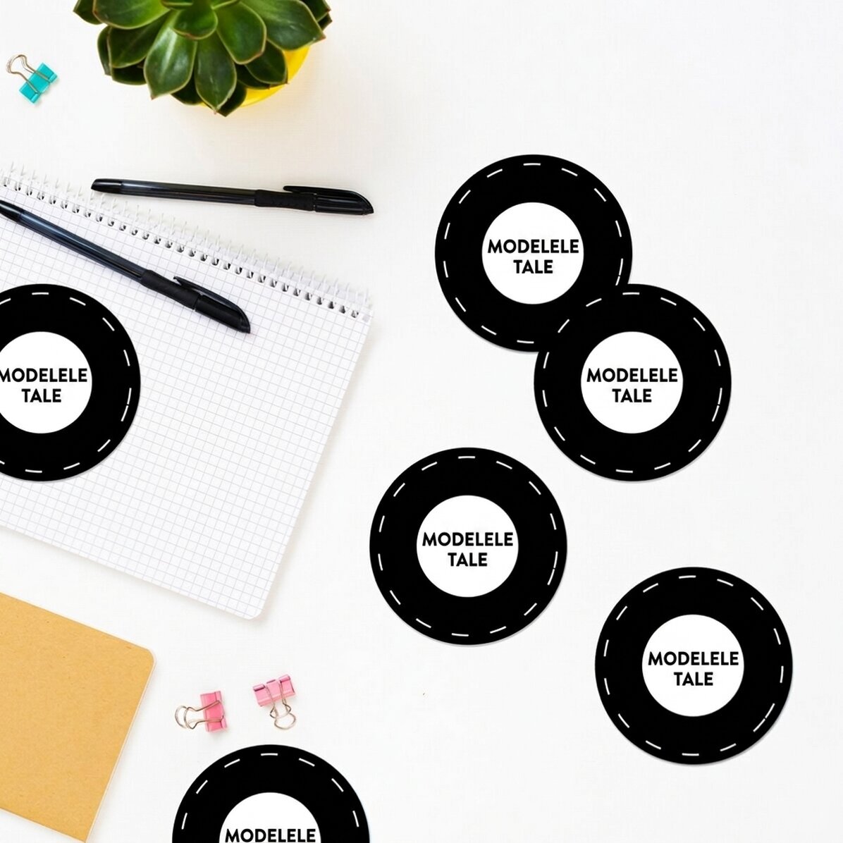 Set of 6 round stickers (self-adhesive labels), diameter 7 cm, customised with your graphics