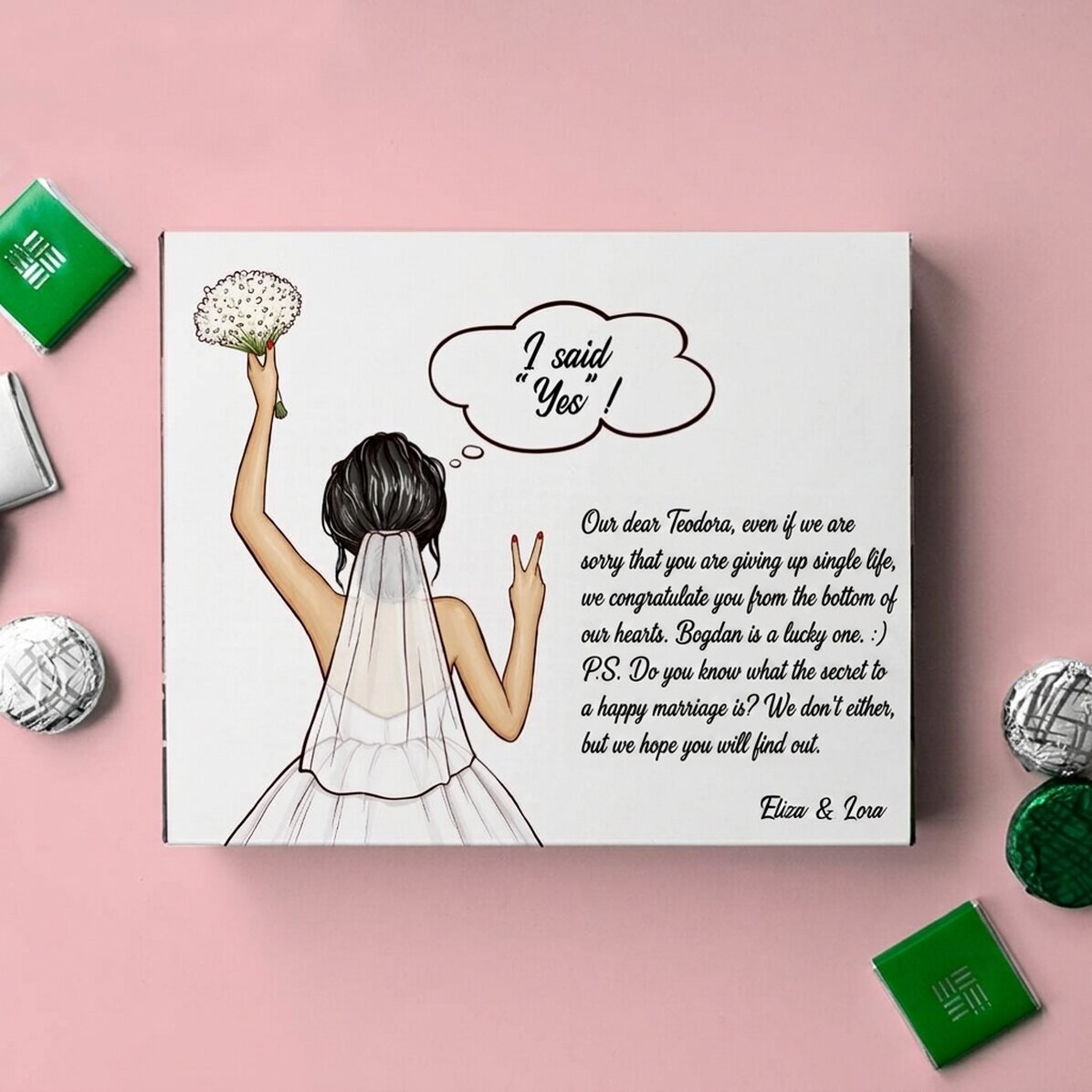 Personalised box of chocolates with message - Bride to be