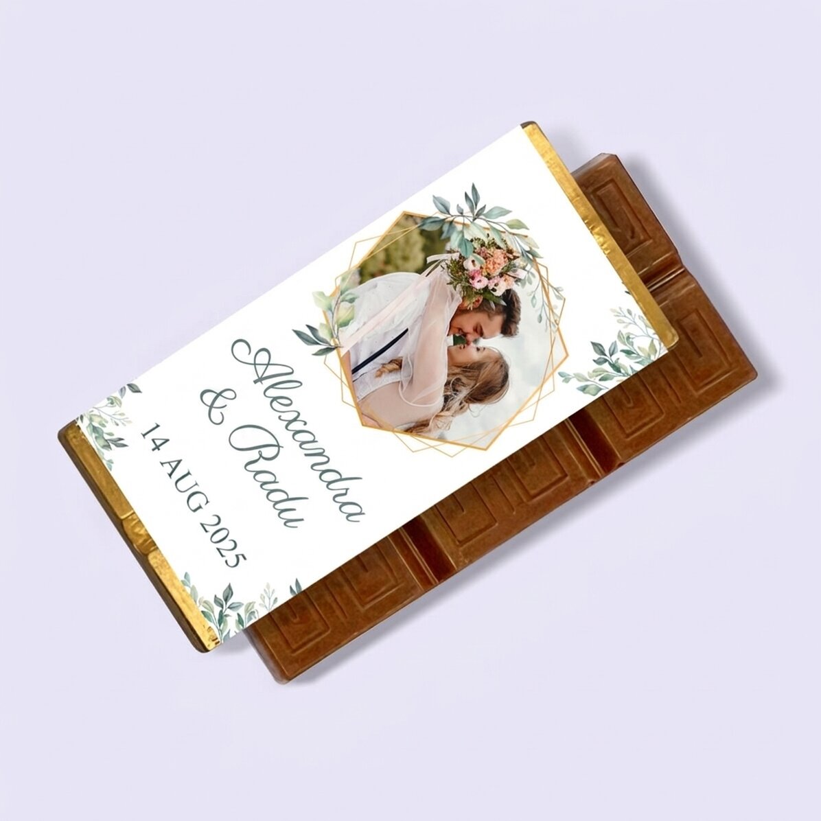 Mini chocolate bar personalised with photo and text - Elegance