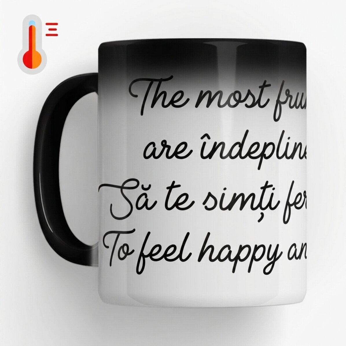 Personalised heat-sensitive mug with text