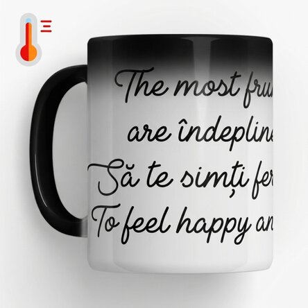 Personalised heat-sensitive mug with text