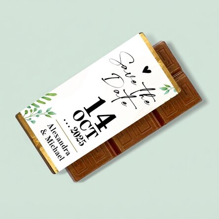 Mini chocolate bar personalised with message - Save the date