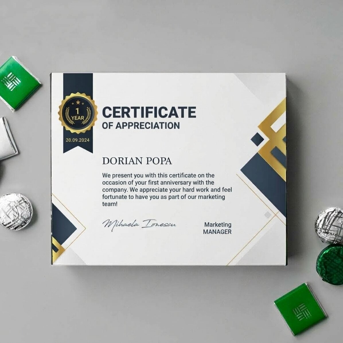 Personalised box of chocolates with message - Employee appreciation