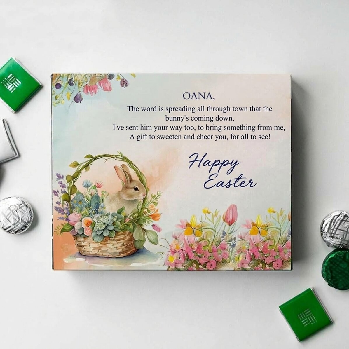Personalised box of sweets with text - Happy Easter!