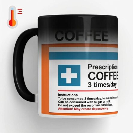 Personalised heat-sensitive mug with message - Prescription