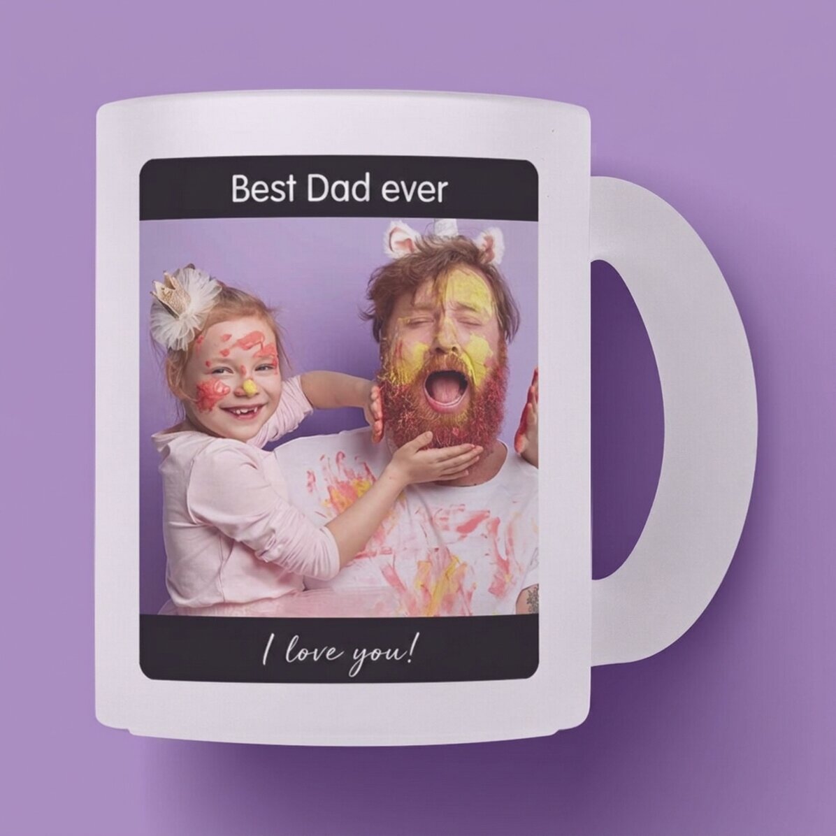 Personalised frosted glass mug with text and photo - My Hero