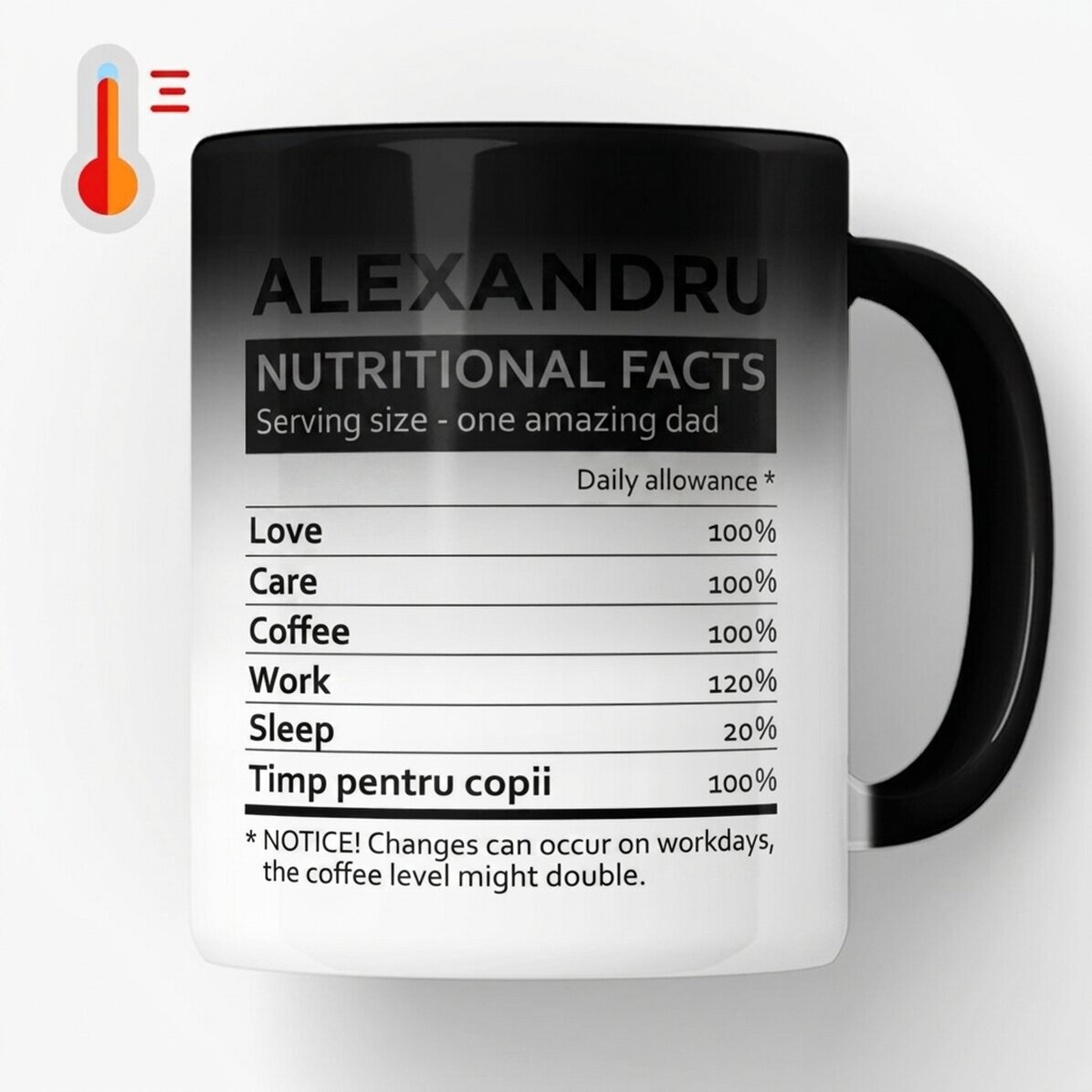 Personalised heat-sensitive mug with text - Nutritional values