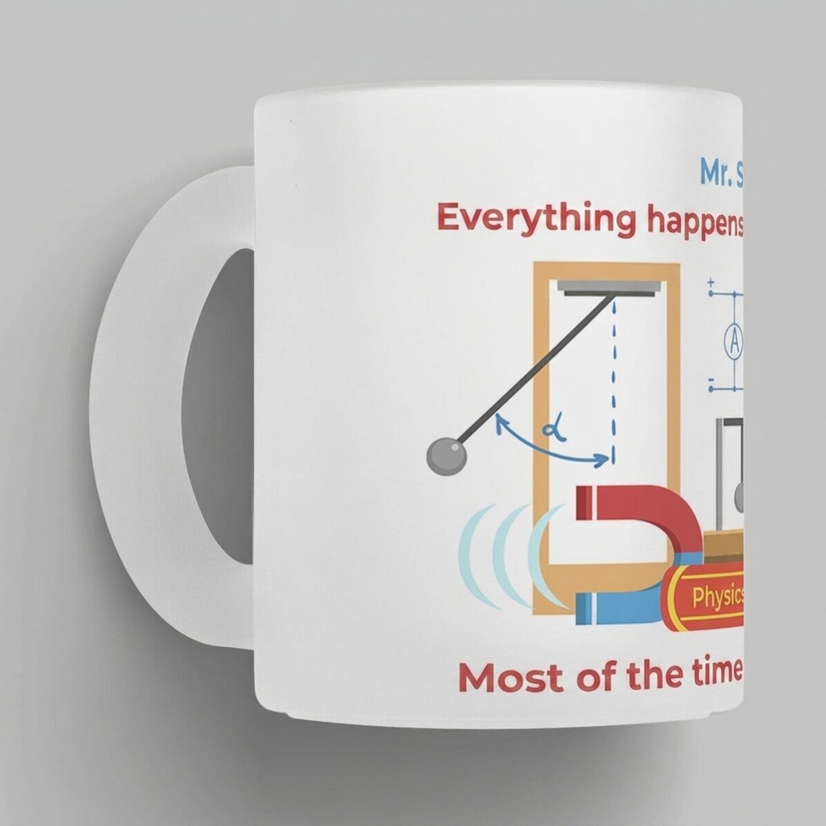 Personalised frosted glass mug with message - Physics Teacher