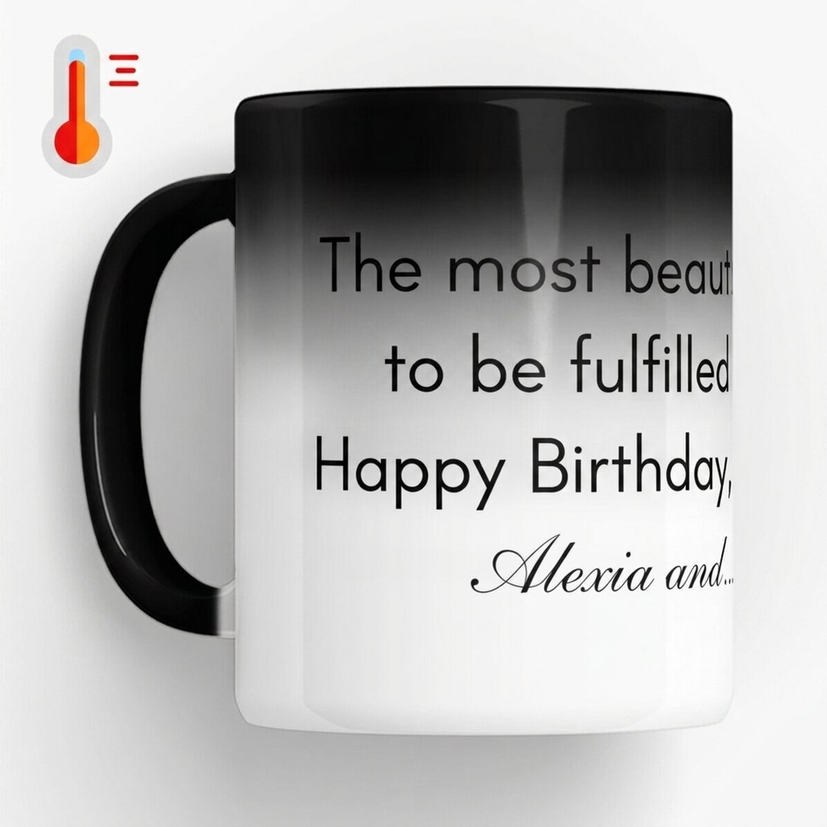 Personalised heat-sensitive mug with text - Message for your loved ones