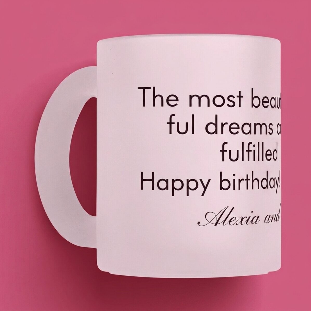 Personalised frosted glass mug with text - Message for loved ones